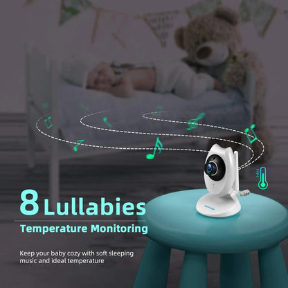 Baby Monitor with Camera Nanny 2-split Screen Night Vision VOX Mode 2 Way Audio Temperature Monitoring