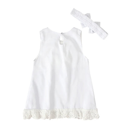 Infant Baby Girl White Princess Lace Sleeveless Romper Dress