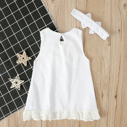 Infant Baby Girl White Princess Lace Sleeveless Romper Dress