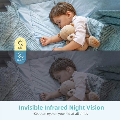 Baby Monitor with Camera Nanny 2-split Screen Night Vision VOX Mode 2 Way Audio Temperature Monitoring