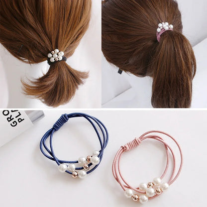 Girls Sweet Pearl Elastic Hair Bands