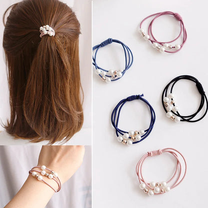 Girls Sweet Pearl Elastic Hair Bands