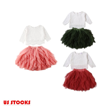 Lace Tutu Skirt Ruffle Dress Outfit Set Set