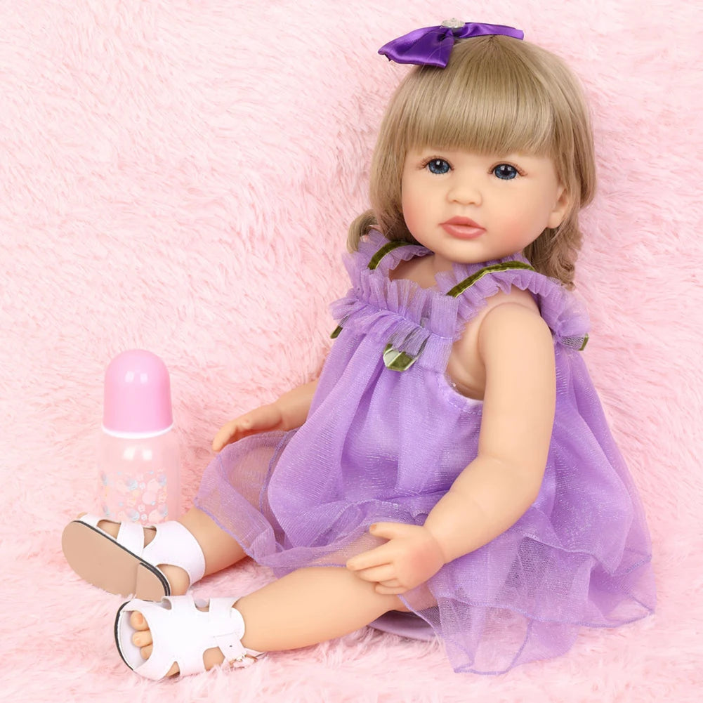 Princess Dolls Toy Mini Cute Purple Dress Baby Series Doll with Golden Curly Hair