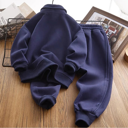 Winter Boys Clothing Set Handsome Letter Sport Pullover Top + Pants 2Pcs Suit