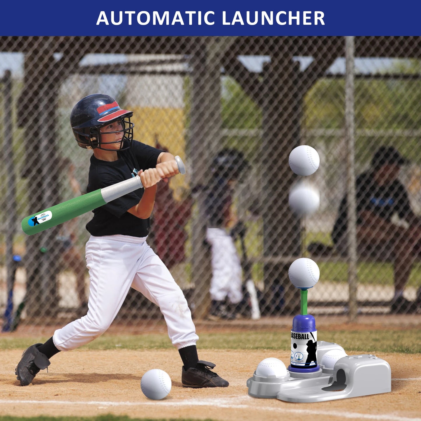 2 in 1 T Ball Sets for Kids 3-6+, with Automatic Pitching Machine