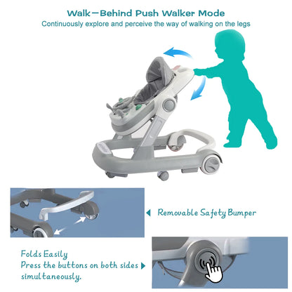 2in1 Toddler Push Baby Walker, with Removable Feeding Tray and Music Tray,