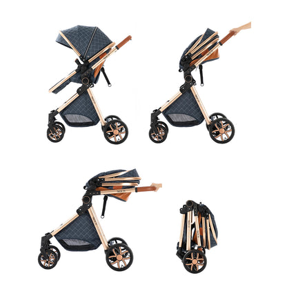 Luxury Baby Stroller 2 in 1 Foldable Stroller