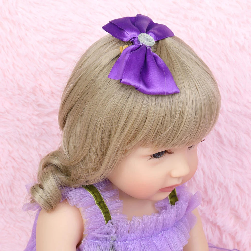 Princess Dolls Toy Mini Cute Purple Dress Baby Series Doll with Golden Curly Hair