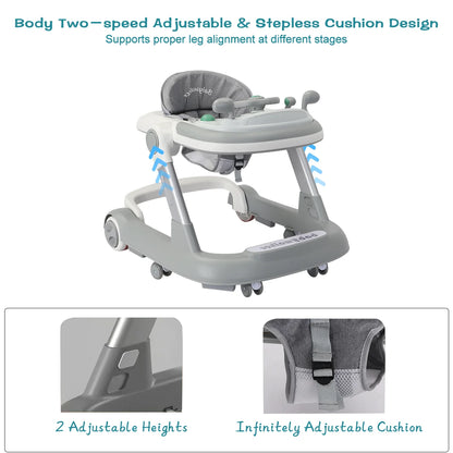 2in1 Toddler Push Baby Walker, with Removable Feeding Tray and Music Tray,