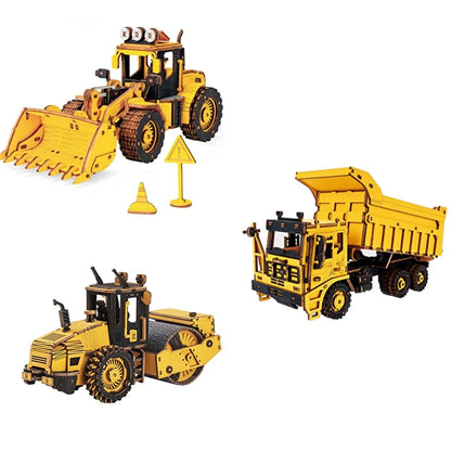 construction Vehicles Truck Toys Set  3D Wooden Puzzles