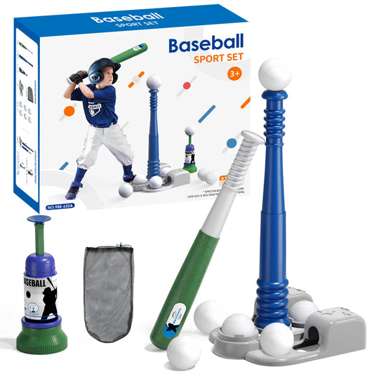 2 in 1 T Ball Sets for Kids 3-6+, with Automatic Pitching Machine