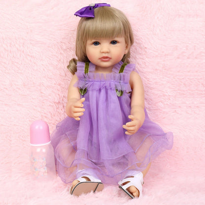 Princess Dolls Toy Mini Cute Purple Dress Baby Series Doll with Golden Curly Hair