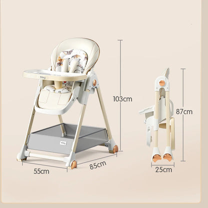 Luxury Baby High Chair with Removable Seat and Tray Adjustable