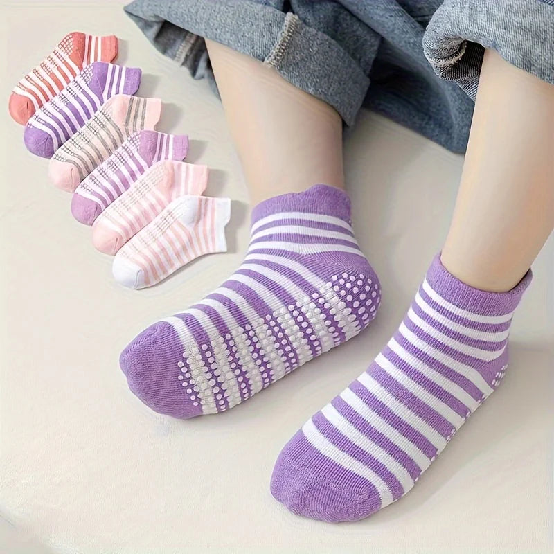 12 Pairs of Boys and Girls Non-Slip Cotton Socks