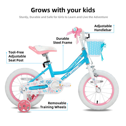 Girls Bike With Basket & Training Wheels