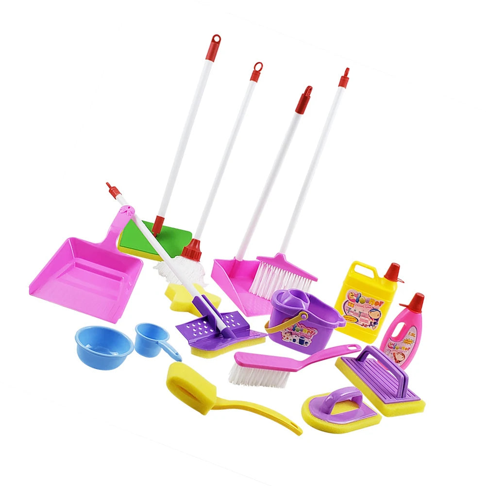 16pcs Housekeeping Tools Montessori Toys Kitchen Home Cleaning Tools Educational Toys for Kids Children