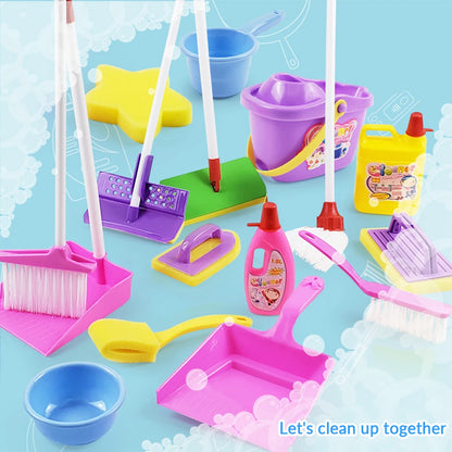 16pcs Housekeeping Tools Montessori Toys Kitchen Home Cleaning Tools Educational Toys for Kids Children