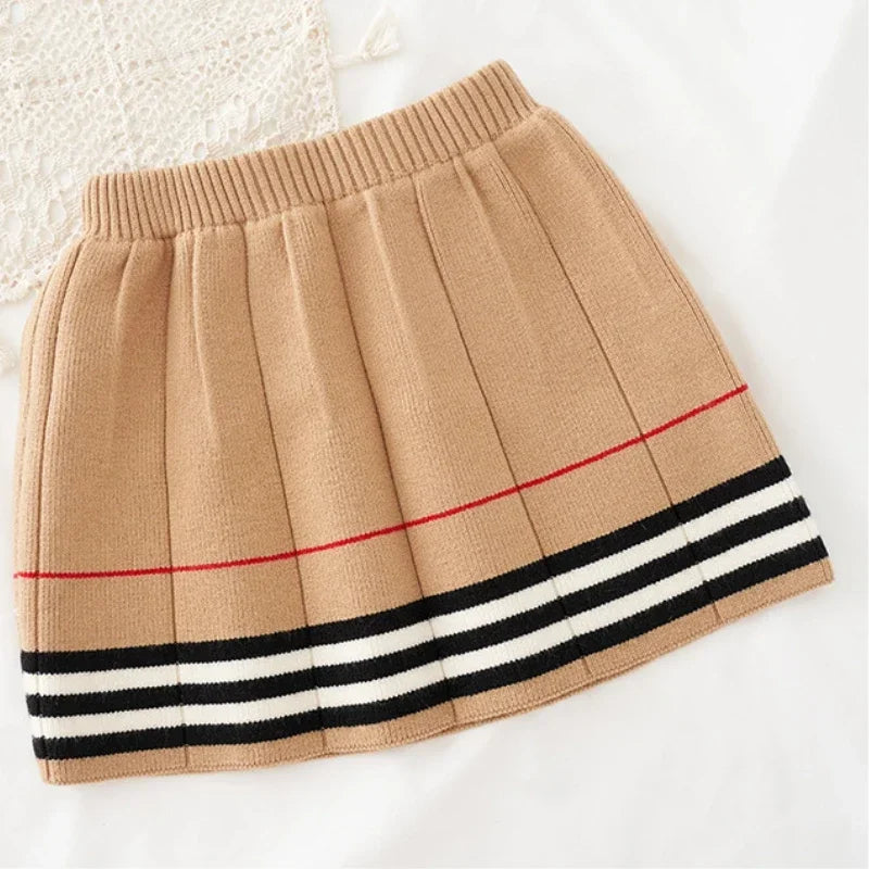 Girls Knitted 2 Pieces Suit Top+skirt