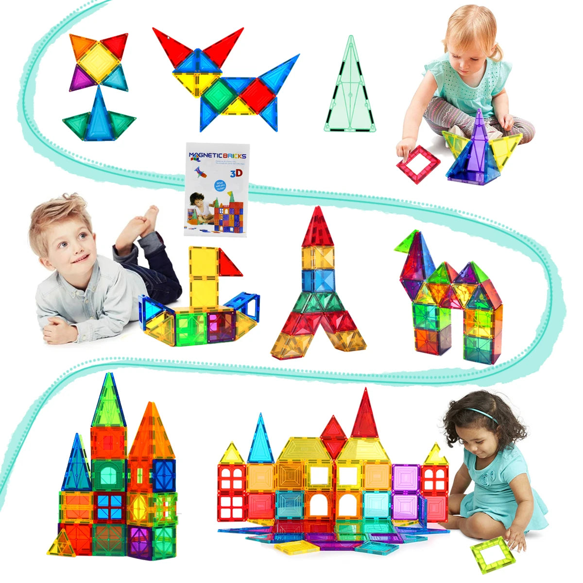 48 Magnetic Tiles Toddler Building Blocks,