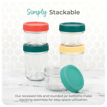 8oz Breast Milk Storage Glass (12-Pack) - Reusable Glass Baby Food Jars with Lids - Airtight, Stackable